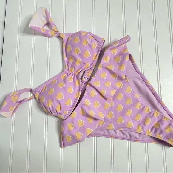 Stoney Clover Lane x Target Women's Flutter Strap Heart Print Bikini XS 127 - Picture 7 of 9
